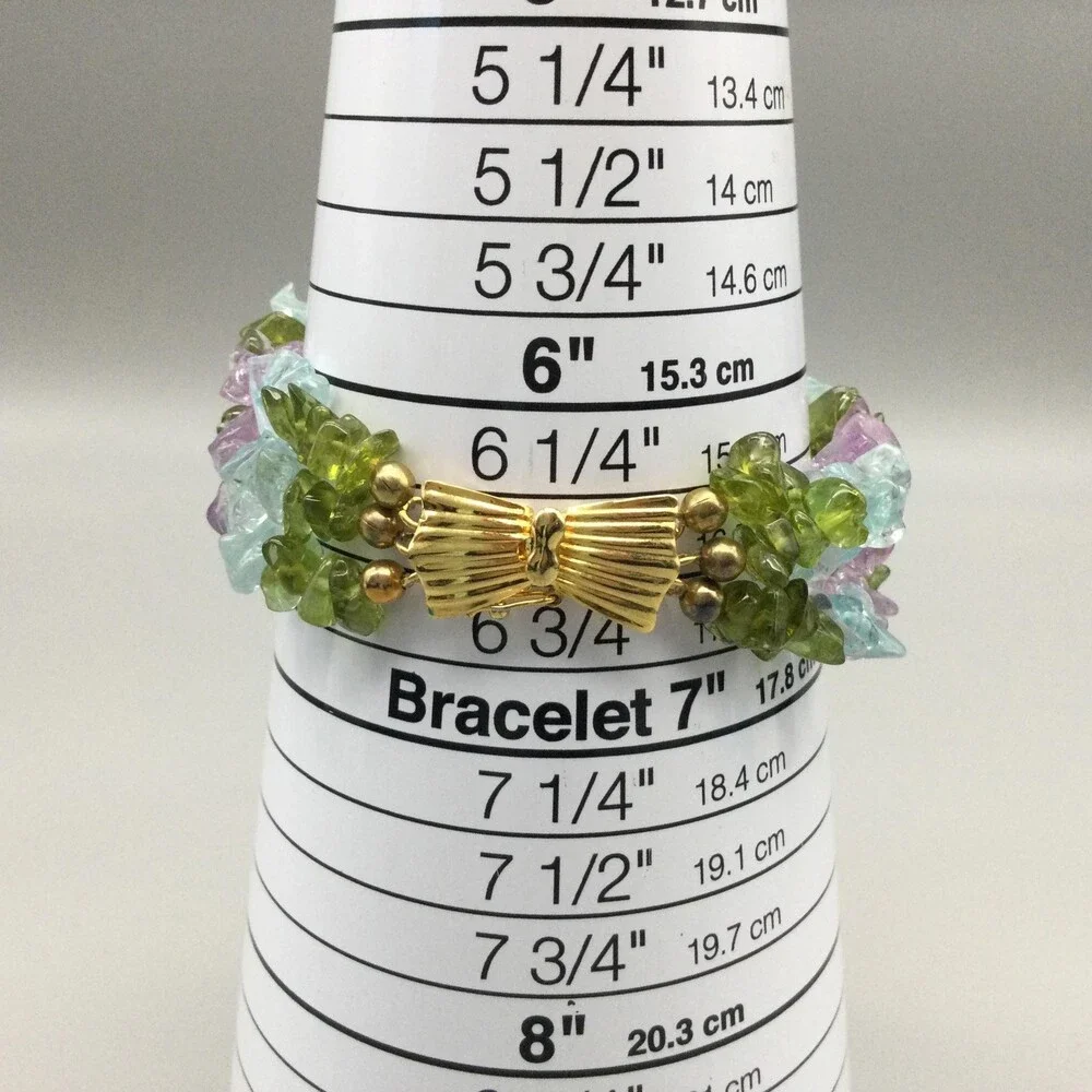 Prestige Womens Watch 25mm Gold Tone Crystals Beaded Gem Band New Battery 6.5